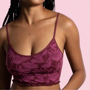 Anthropologie Berry Floral Jacquard Bralette w/ Adjustable Straps Sz S/M